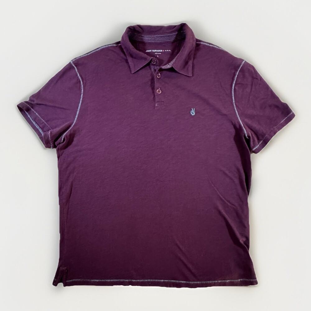 John Varvatos Men’s Eggplant Purple Short Sleeve Polo Shirt Size Large